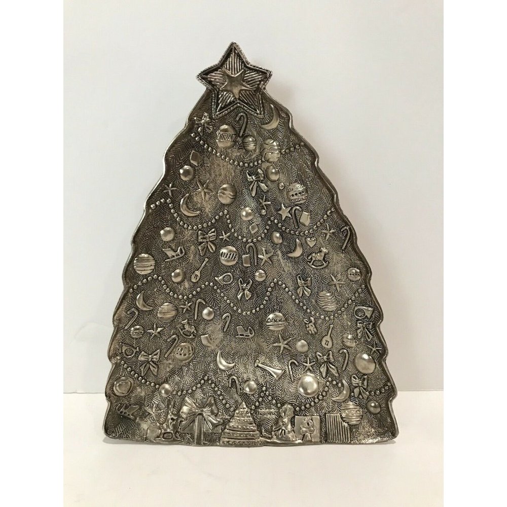 Decorated Christmas Tree Nut Candy Dish International Silver Company Vintage 